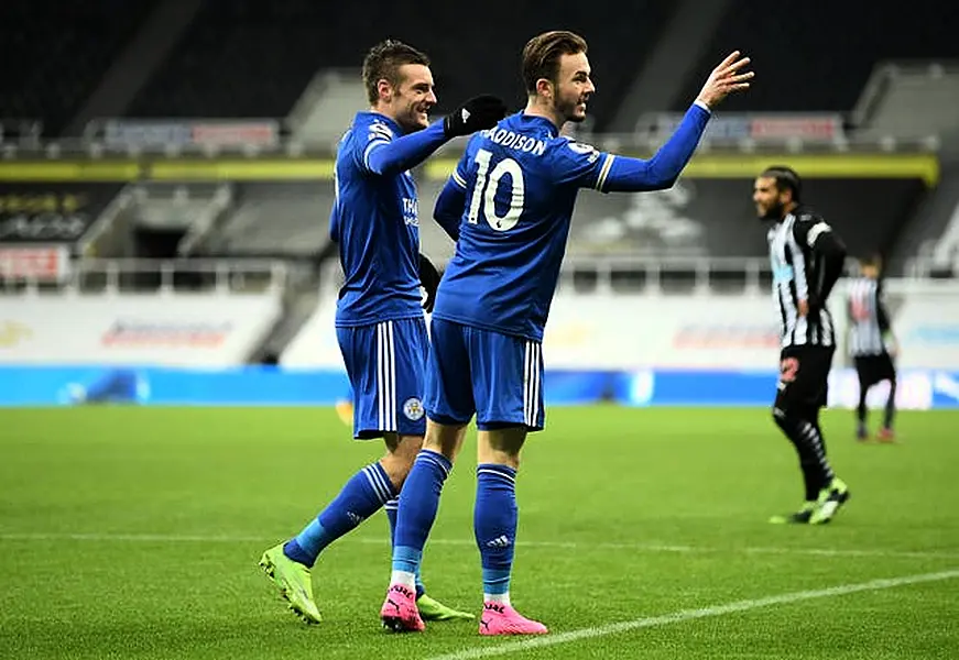 James Maddison celebrates his goal at Newcastle