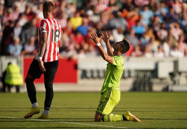 Cristiano Ronaldo reacts after a missed chance