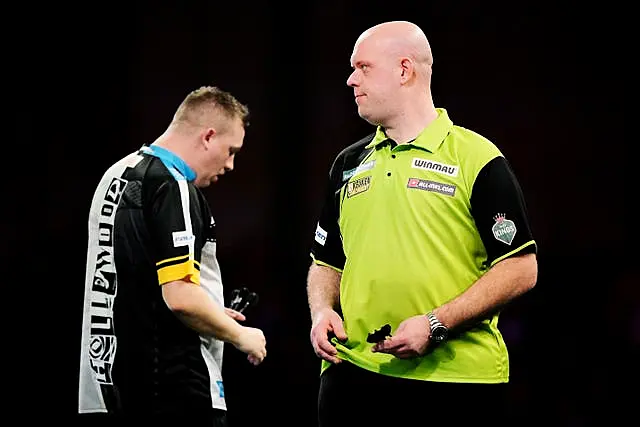 Michael van Gerwen in action on stage 