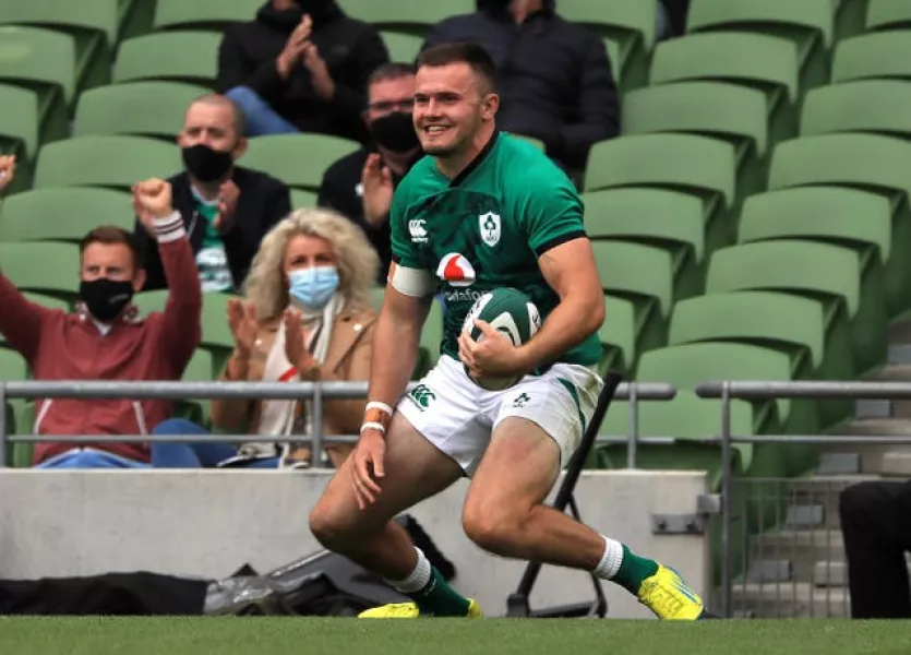 Jacob Stockdale scored the last of Ireland's five tries (Donall Farmer/PA)