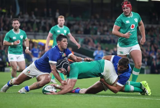 Caelan Doris starred for Ireland with two tries