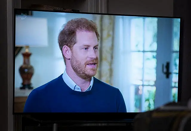 The Duke of Sussex being interviewed by ITV’s Tom Bradby during Harry: The Interview 