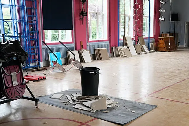 Damage inside Parks Primary School in Leicester which has been affected by substandard reinforced autoclaved aerated concrete 