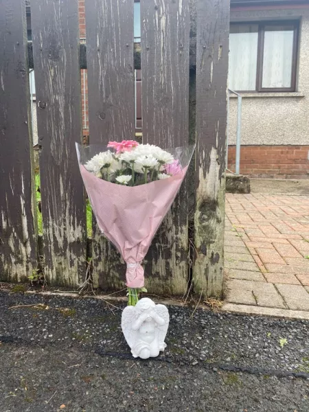 Flowers left at the scene in Dungannon