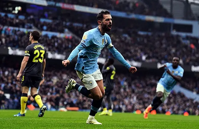 Bernardo Silva celebrates scoring the opening goal 