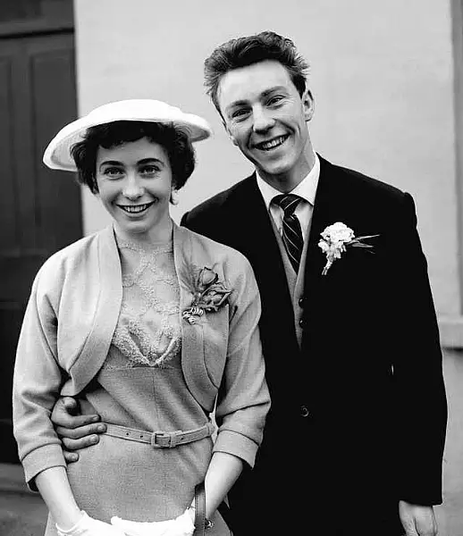 Jimmy Greaves, aged 18, with his bride Irene Barden after their wedding 