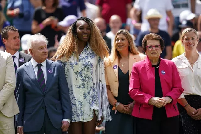 Former Wimbledon champions including Rod Laver, Venus Williams and Billie Jean King line up on Centre Court