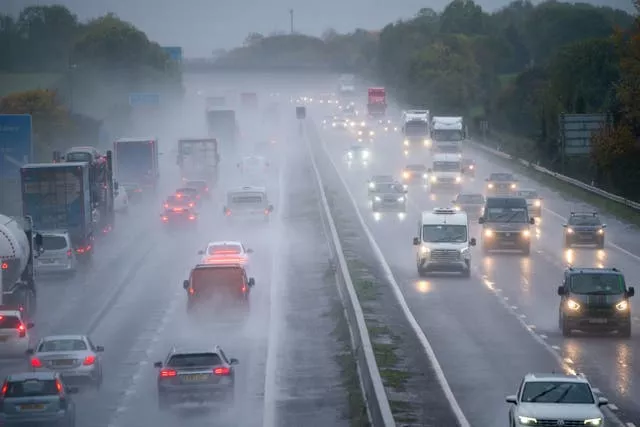 Spray and winds pound the M5 motorway network in Somerset 