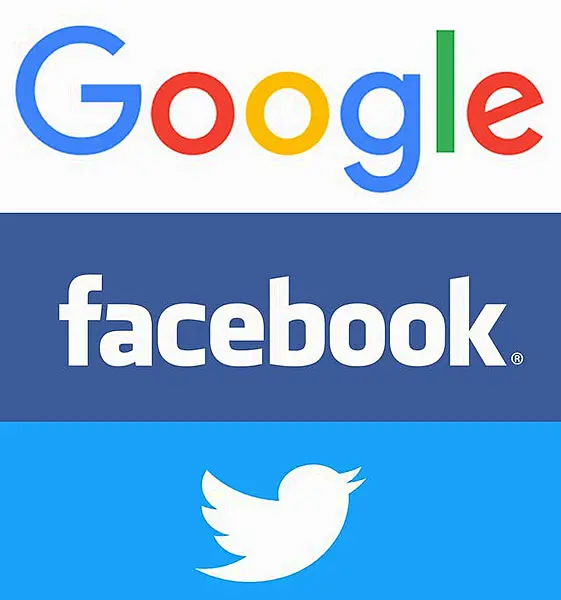 Google, Facebook, Twitter