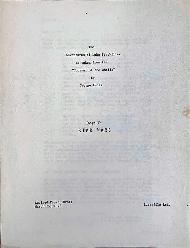 Star Wars script sale