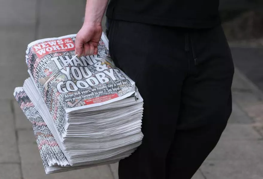 A bundle of the final copy of the News Of The World newspaper printed in July 2011