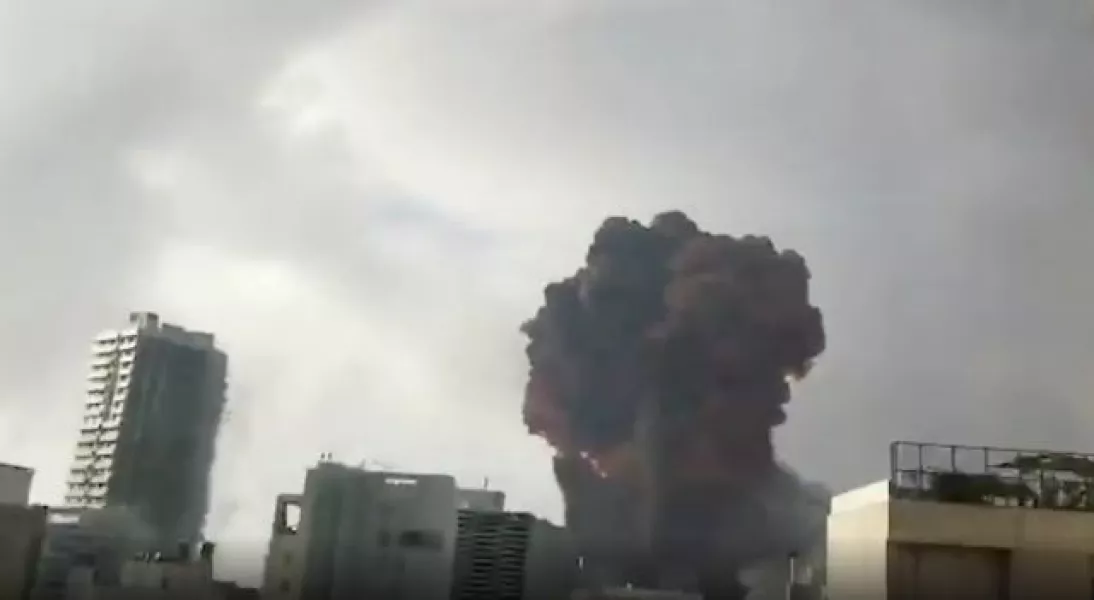 Footage of last year's blast in central Beirut (Karim Sokhn/AP) 