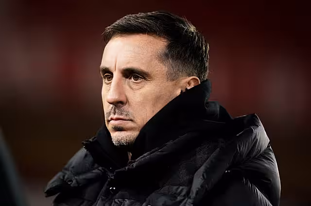 Gary Neville, pictured, condemned United's handling of the Mason Greenwood case (Mike Egerton/PA)
