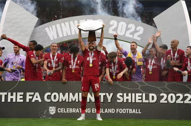 Liverpool celebrate winning the Community Shield