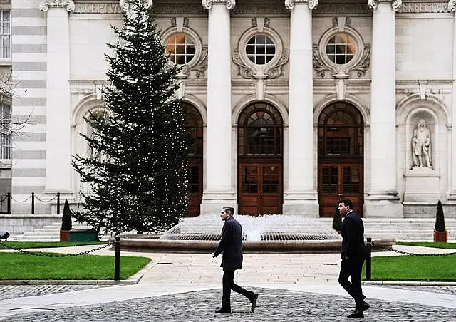 Simon Harris outside Government Buildings, Dublin