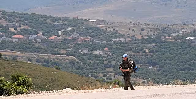 A United Nations soldier from Poland at Camp Shamrock in Debel in May 2024