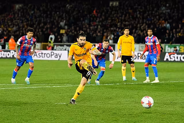 Ruben Neves scores Wolves' late second from a penalty