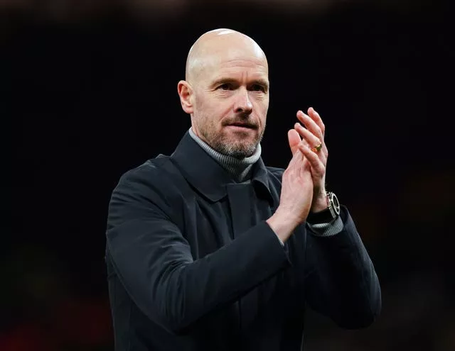 Manchester United manager Erik ten Hag applauds the fans