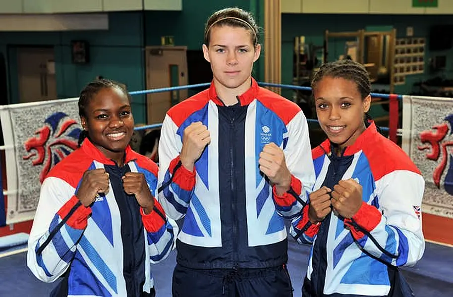 Natasha Jonas, right, Nicola Adams, left, and Savannah Marshall, centre, fought at London 2012 (Martin Rickett/PA)