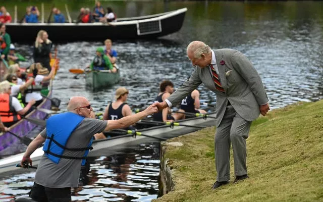 The King met members of the public by the River Erne 