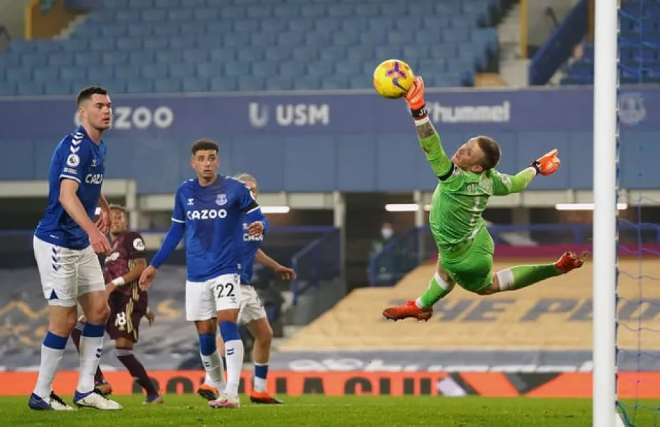 Everton goalkeeper Jordan Pickford had a busy game 