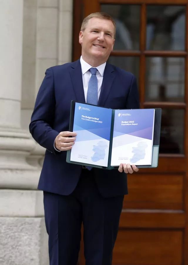 Minister for Public Expenditure Michael McGrath arriving at Government Buildings, Dublin, to unveil the Government’s Budget for 2023