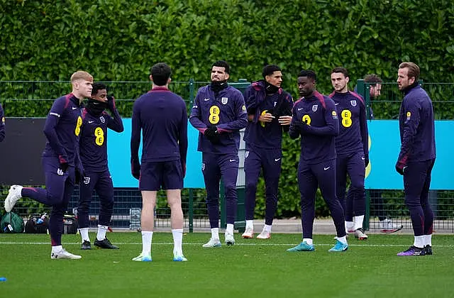 England players in training