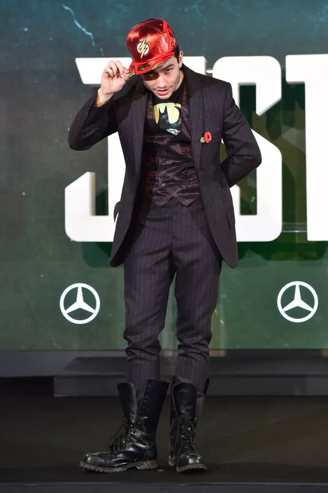 Ezra Miller attending a photocall for the film Justice League