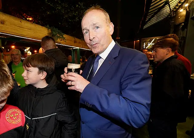 Micheal Martin enjoys a pint of Guinness in The Bridge pub, Ballsbridge