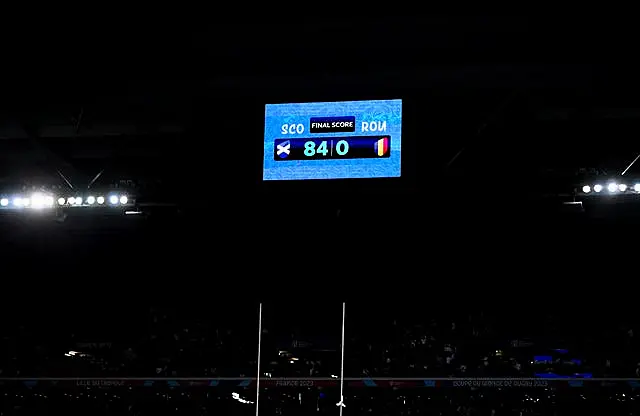 The score was Scotland's second biggest at a Rugby World Cup