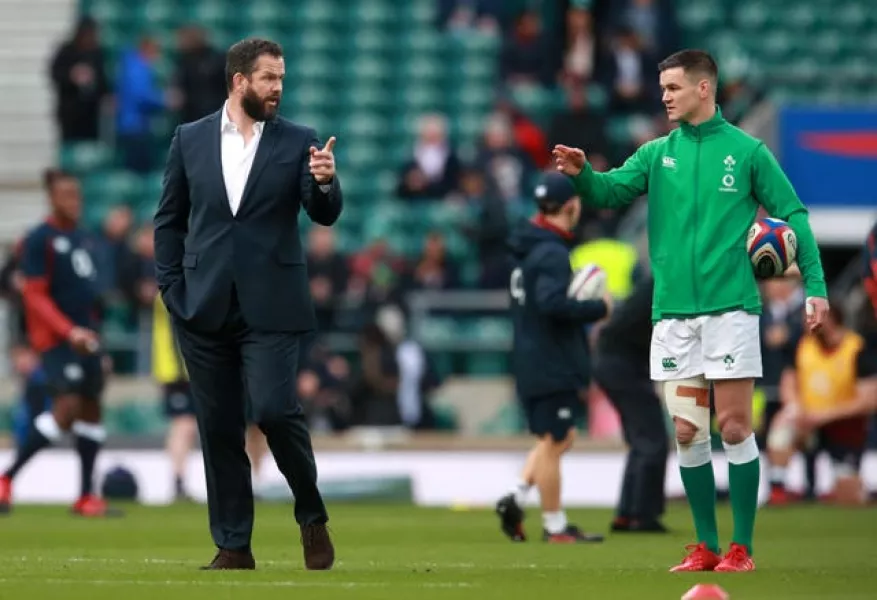 Ireland head coach Andy Farrell, left, has recalled captain Johnny Sexton, right, following a head injury