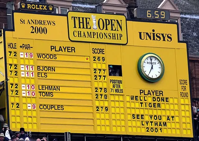 Open golf scoreboard 