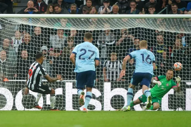 Callum Wilson, left, scores Newcastle's winner from the penalty spot