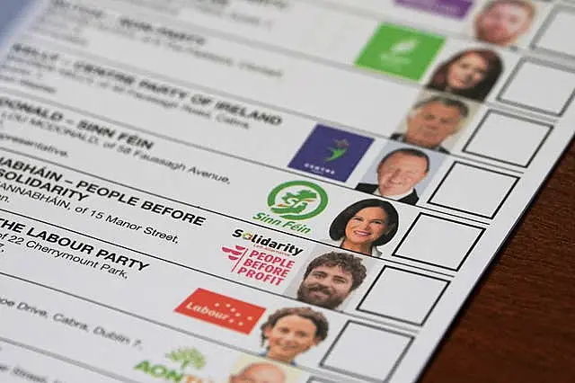 An empty ballot paper showing all the candidates