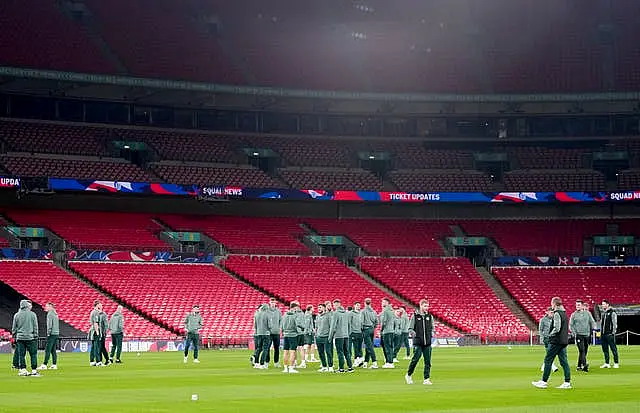 Republic of Ireland players take a walk around Wembley