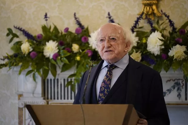 Michael D Higgins at a lectern