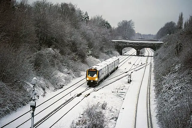 Hunt's Cross train line in the snow