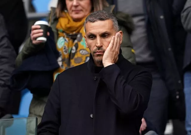 Manchester City chairman Khaldoon Al Mubarak pictured in the stands at the Etihad Stadium