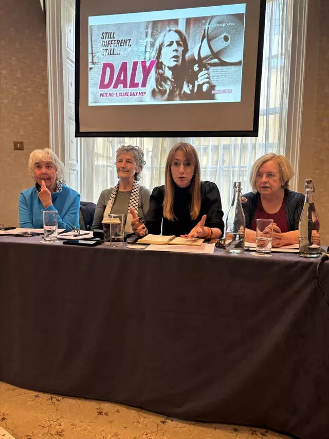 Former TD for Dublin Central Maureen O’Sullivan, TD for Galway West Catherine Connolly, MEP Clare Daly and civil rights campaigner Bernadette Devlin McAliskey as Ms Daly launched her European re-election campaign in Dublin