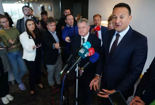 Taoiseach and leader of the Fine Gael party Leo Varadkar speaking to media at the Strand Hotel, Limerick, during the Fine Gael party think-in