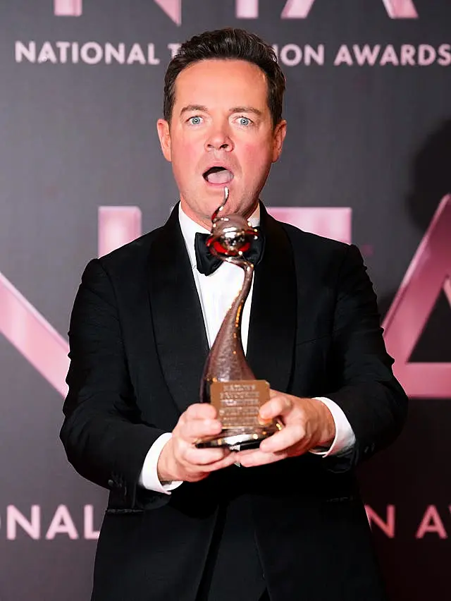 Stephen Mulhern after accepting an award on behalf of Ant and Dec at the National Television Awards in 2022 