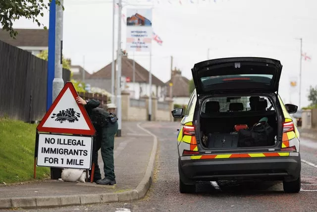 Immigration sign at Moygashel