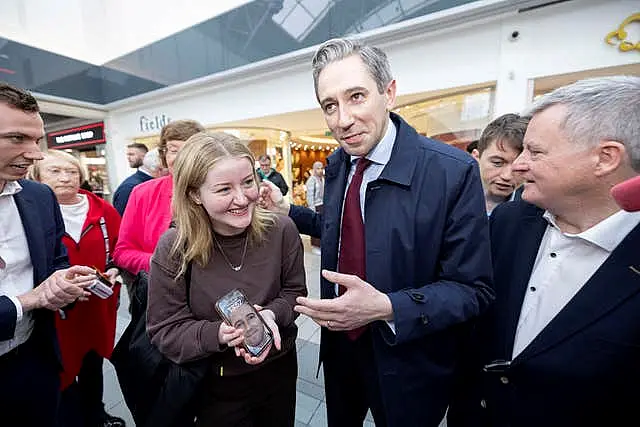 Taoiseach Simon Harris meets members of the public while canvassing in Limerick