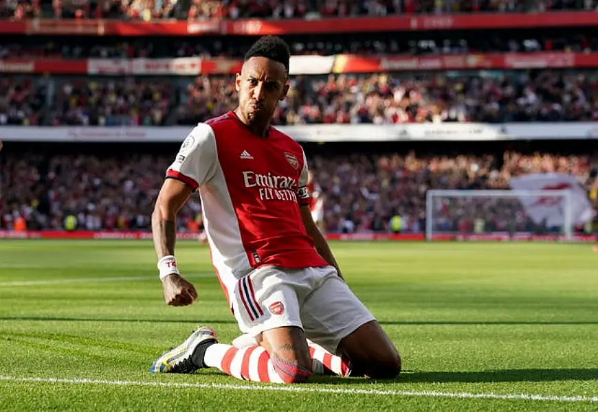 Pierre-Emerick Aubameyang celebrates a goal for Arsenal