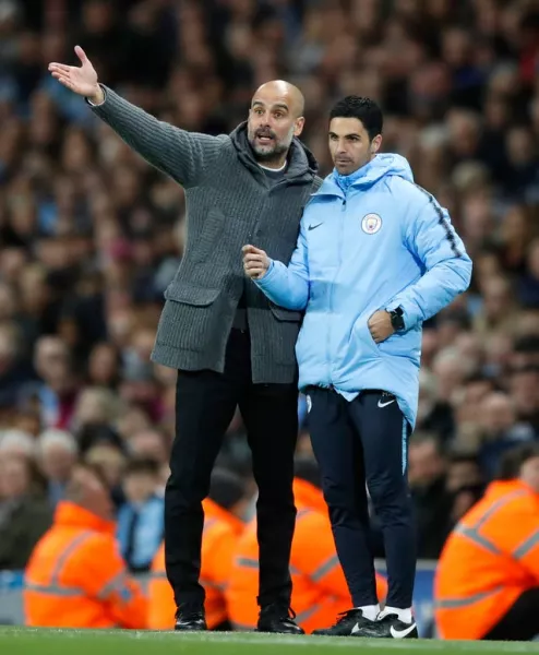 Guardiola (left) and Arteta (right) enjoyed considerable success together at City