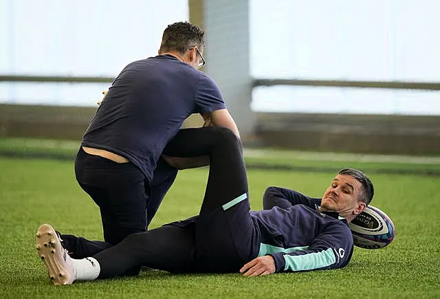 Johnny Sexton, right, has overcome a groin issue sustained against France