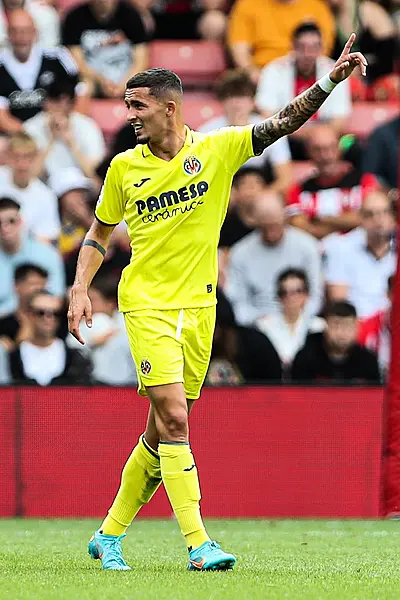 Villarreal’s Yeremy Pino celebrates scoring