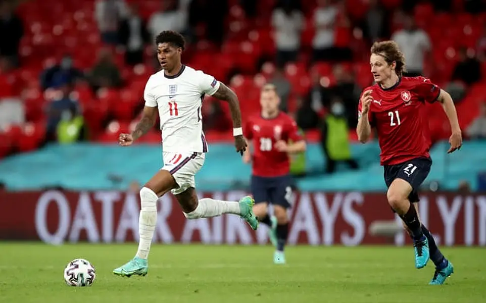 Marcus Rashford in action for England