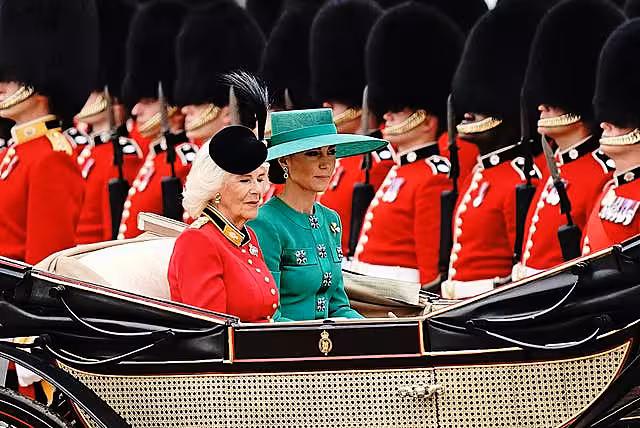 Queen Camilla and the Princess of Wales wore colours associated with the regiments for which they are now colonels