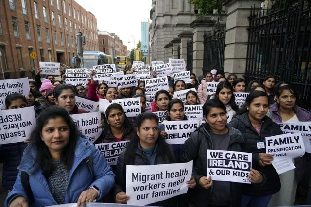 Migrant healthcare workers protest